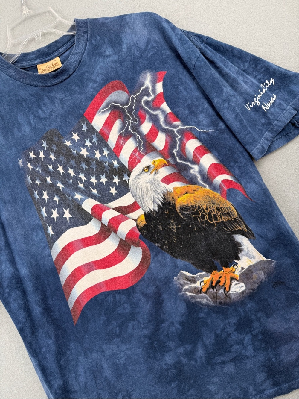 The Mountain T-shirt Adult XXXL Virginia City NV Patriotic Flag Eagle Tie-Dye